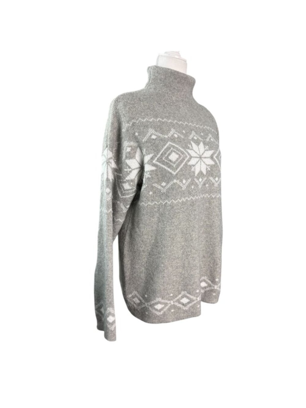 Christian Siriano Sweater Women M Gray Snowflake Fair Isle Turtleneck Tunic - Picture 6 of 10